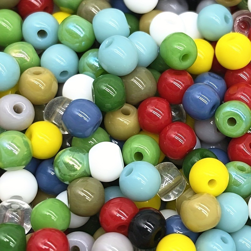 50pcs DIY Resin Beads Mixed Color Loose Spacer Bead Imitation Glass Large  Hole Bead For Diy Bracelet Necklace Loose Bead Accessories