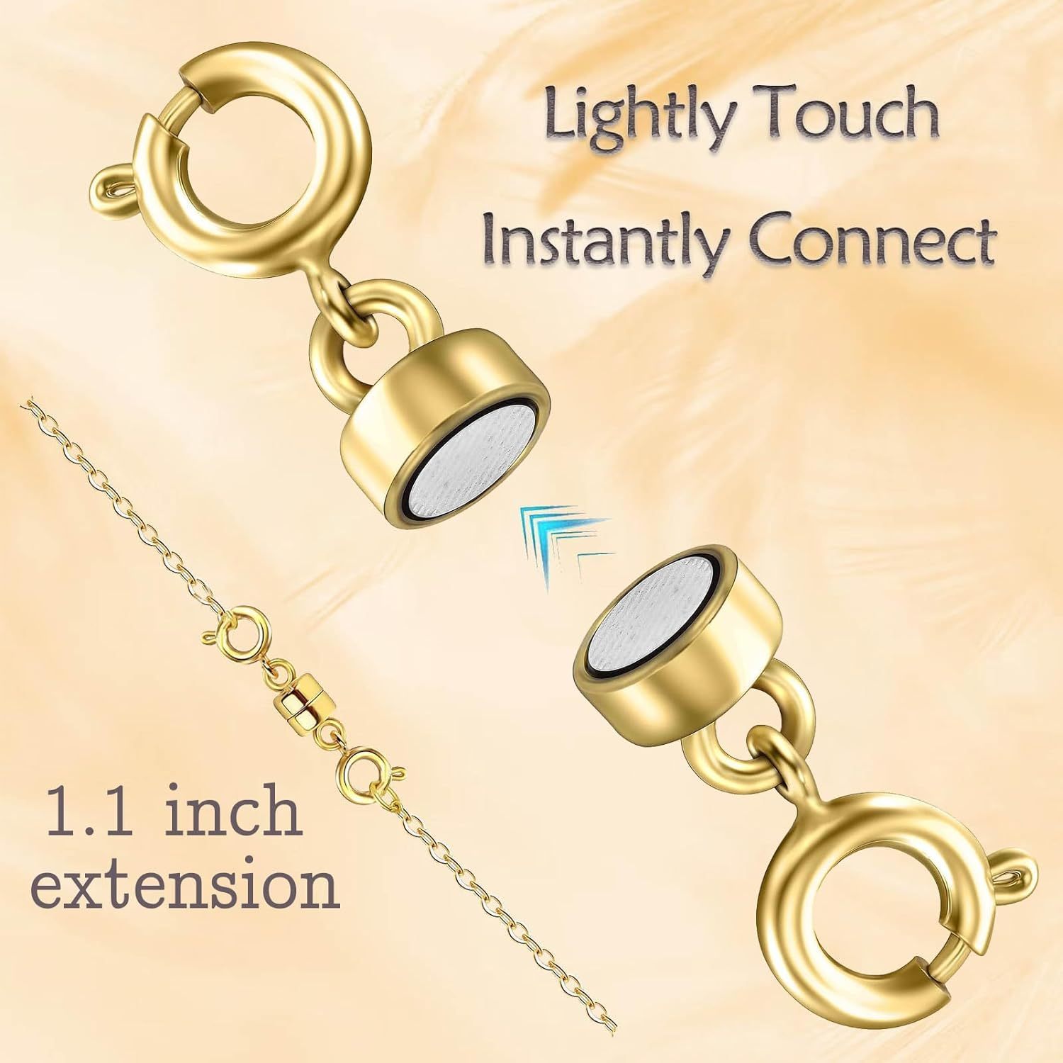 Magnetic Clasp Converter In 14k Yellow Gold with 1 Inch Extension Chain