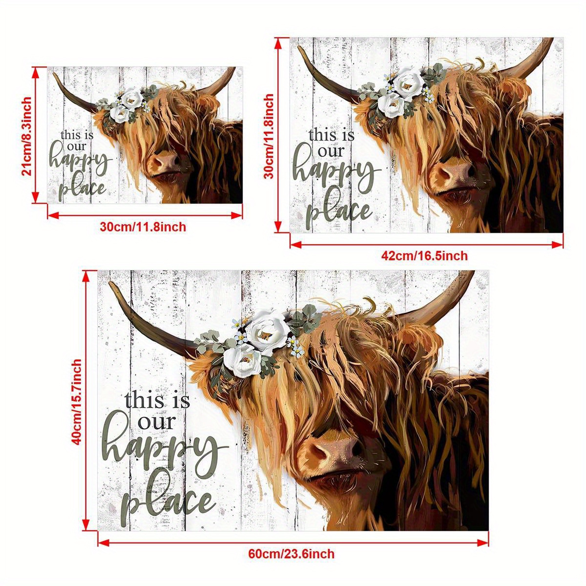 Highland Cow Wall Art - This Is Our Happy Place Inspirational