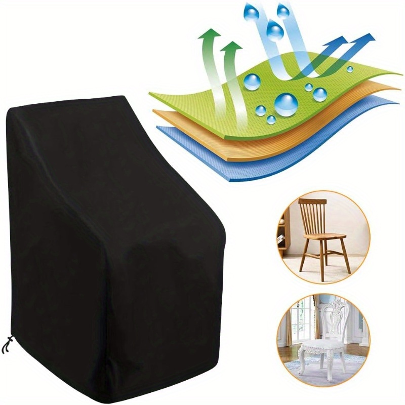  ZWYSL Fundas para muebles de jardín, funda apilable para silla  de jardín, asiento de compañera de jardín, impermeable, sillas altas, fundas  de almacenamiento apilables (color: negro, tamaño: 140 x 84 x