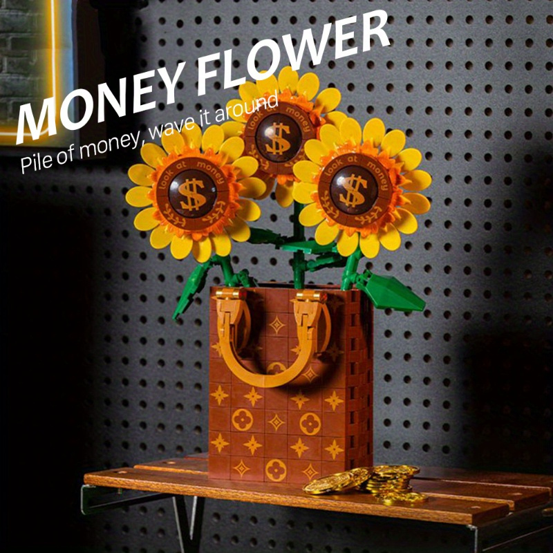 Money Flower Building Block Flower Sunflower Ancient Flower Tote