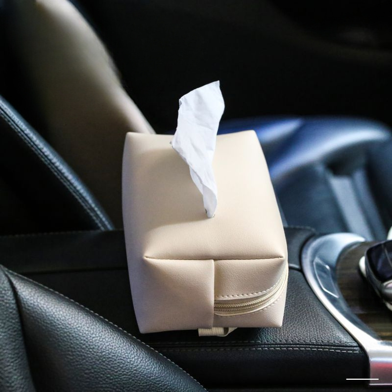 Car Tissue Holder Hanging Paper Towel Clip PU Leather Backseat