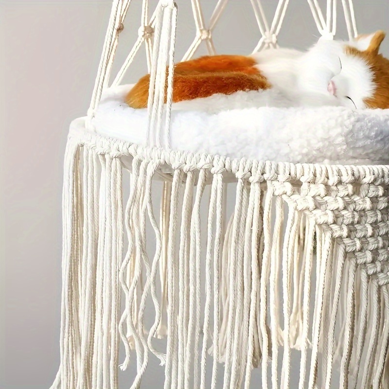 Hanging Cat Swing Bed Woven Rope Cat Hammock Basket Temu