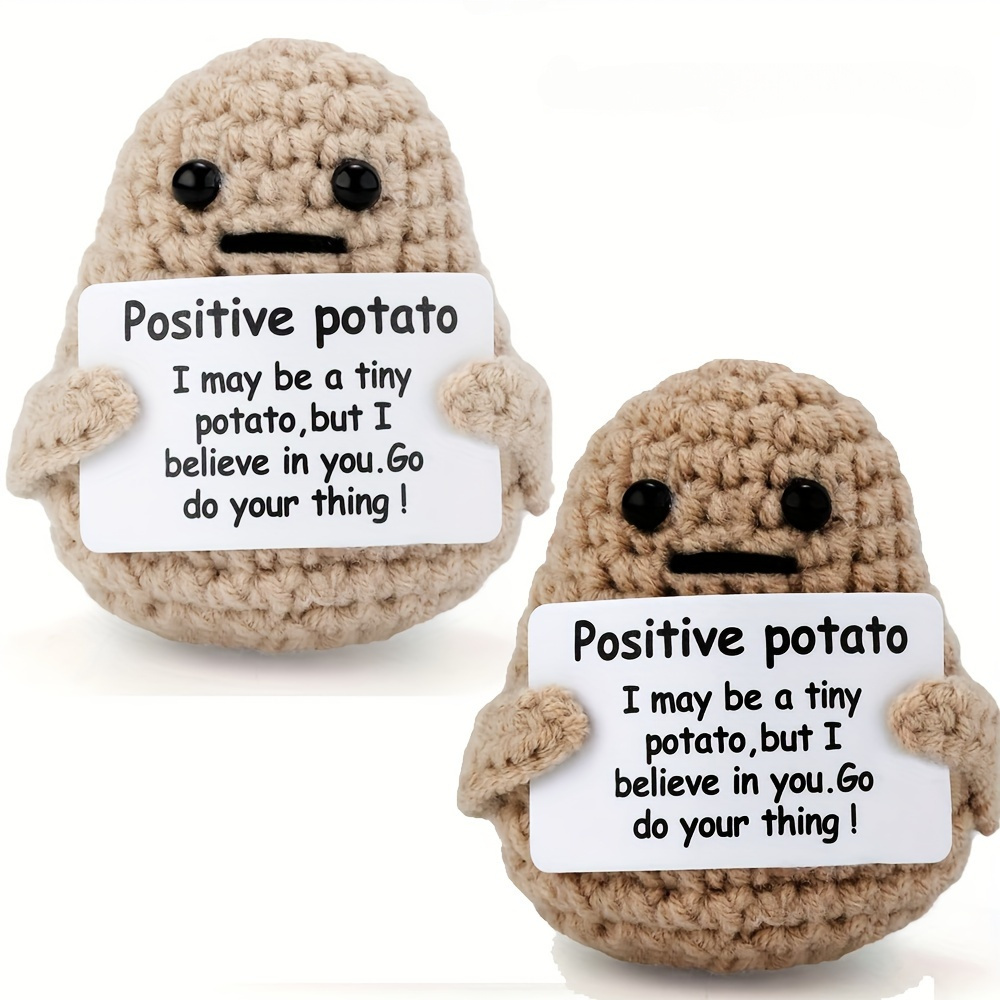 Pomme de terre positive drôle, poupée de pomme de terre tricotée