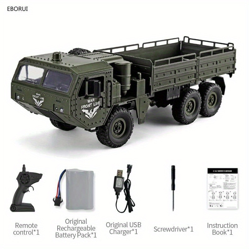 6wd Rc Car road Remote Control Military Truck 6 Wheels Drive