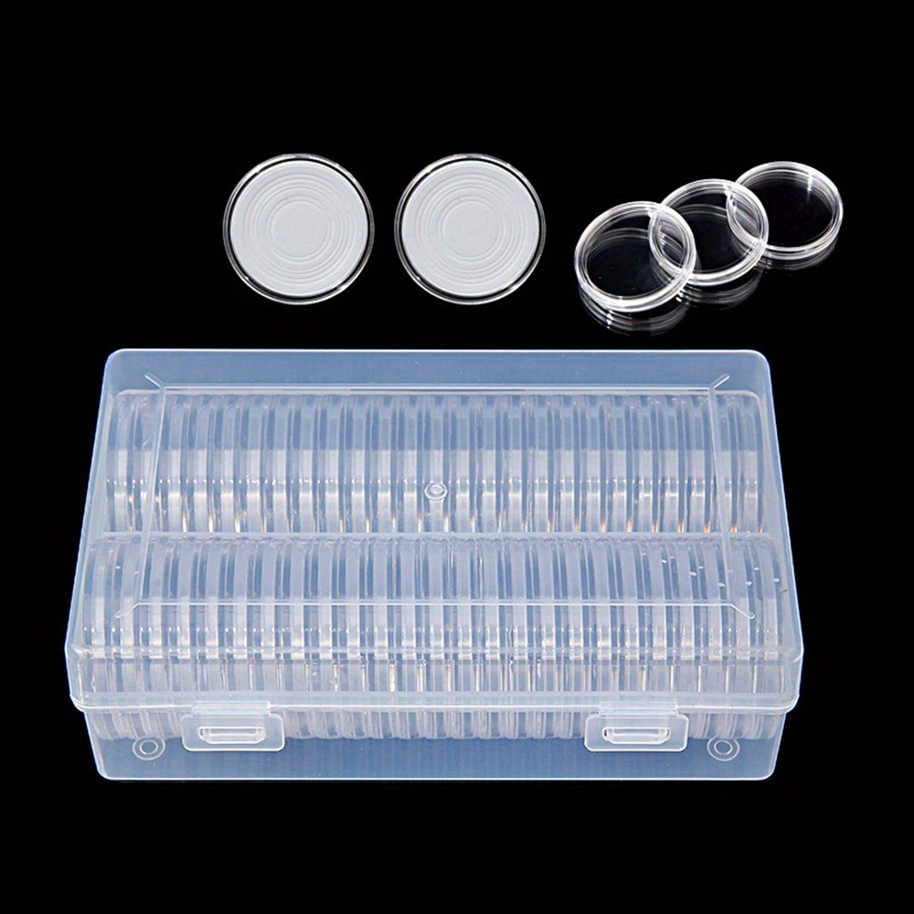 

50pcs Coin Collection Protection Box 40mm Round Box + Inner Pad + Storage Box
