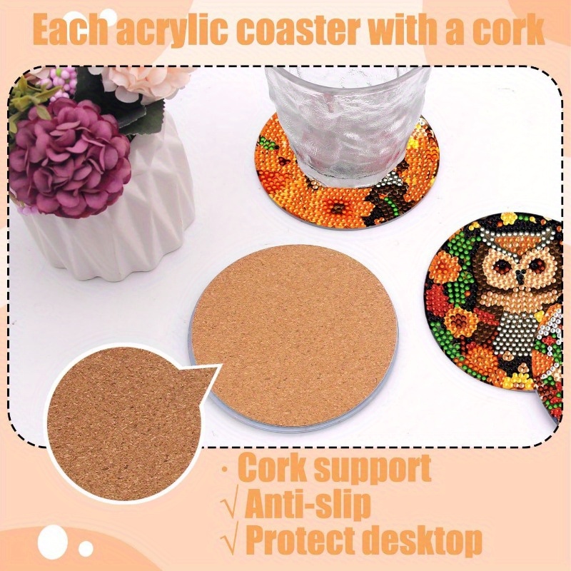 Mushroom Diamond Art Painting Coasters Kits With Holder - Temu