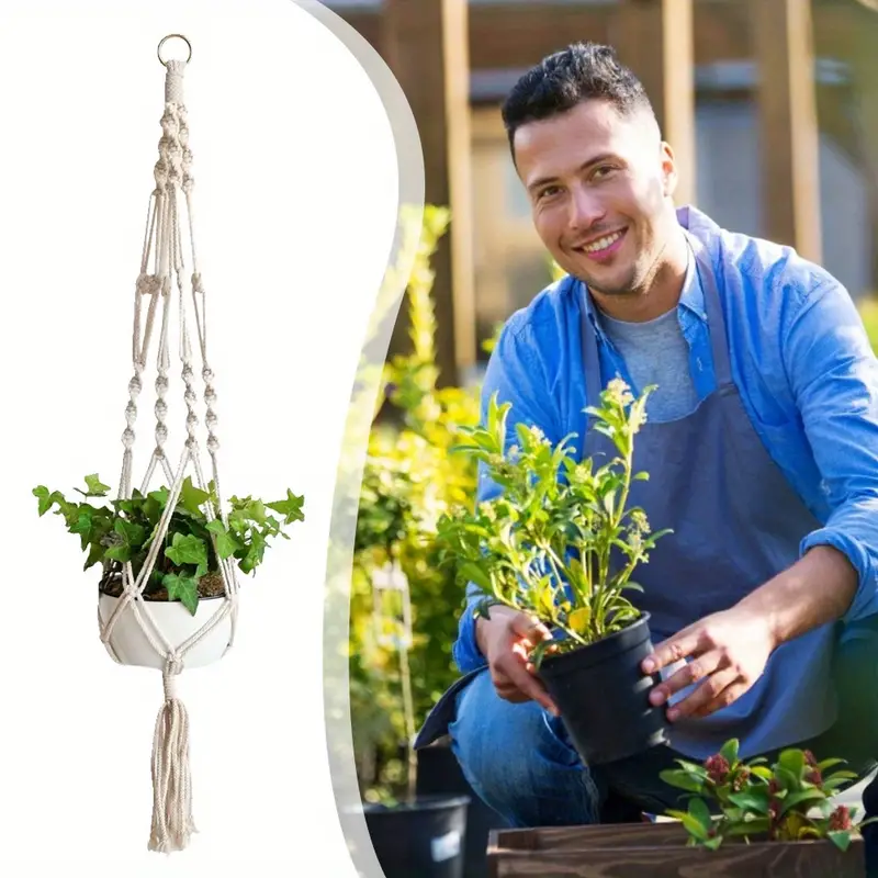 Plant Hangers Hemp Rope Hanging Planter Basket With Hooks - Temu Canada
