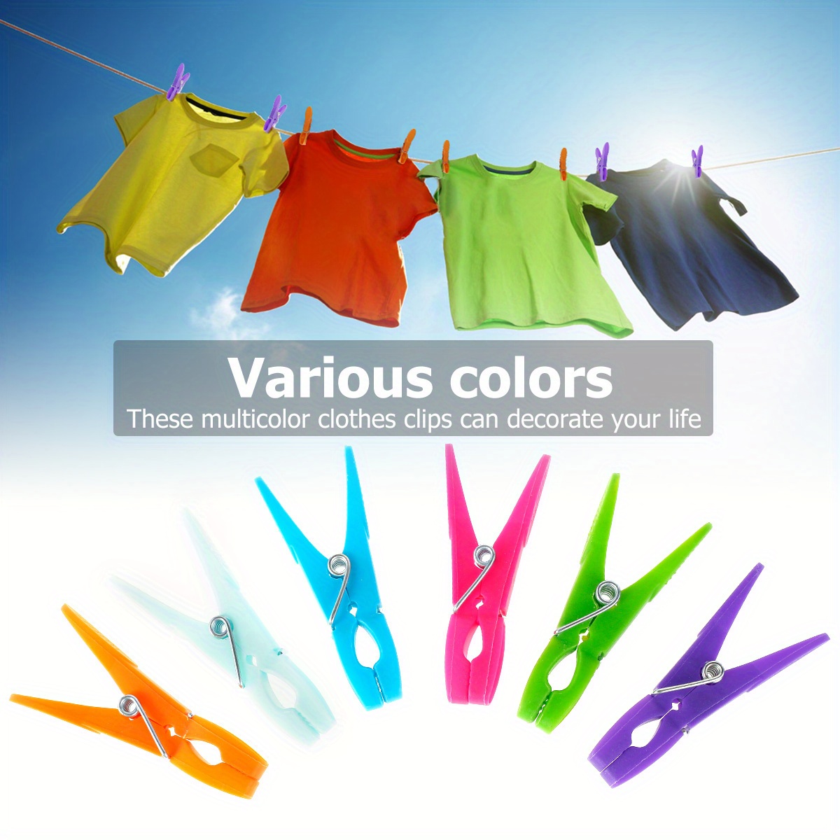 Clothesline Clips,30PCS Windproof Household Laundry Pins Clips