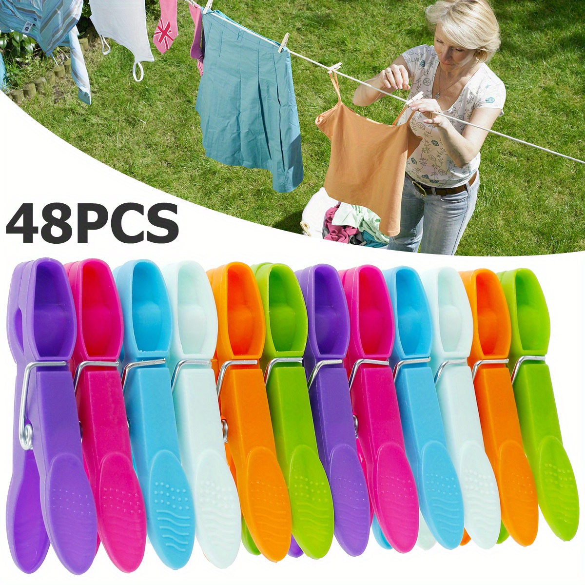 24pcs colorido plástico ropa clavija clip cuerda colgante tendedero a  prueba de viento