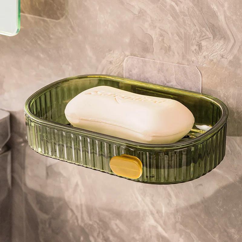 1pc Strong Adhesive Bathroom/kitchen Wall-mount Soap Dish, Drainage  Organizer Basket, Soap Holder Without Punch