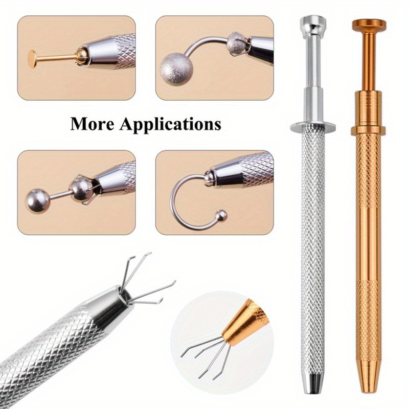 Piercing Ball Grabber Tool Pick Up Tool with 4 Prongs Holder Diamond Claw  Tweezers for Small Parts Pickup IC Chips Gems Prong Tweezer Jewelry Making  Tool Accessory Nails Clamping (6 Pieces) 