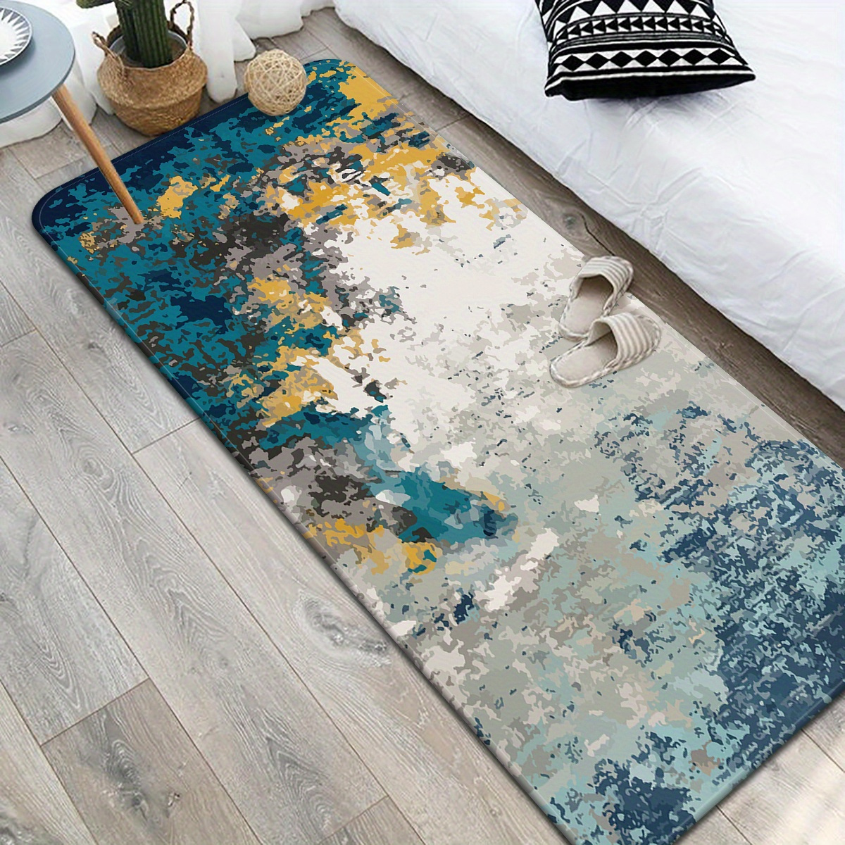 Modern Bathroom Carpet Runner Rugs, Classic Simplicity Printed