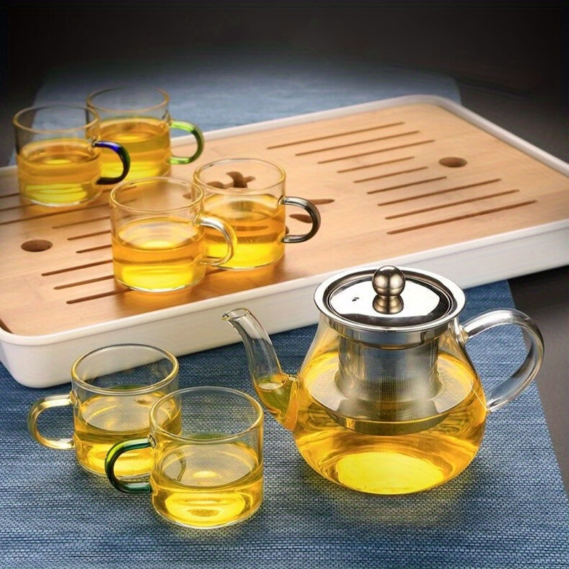 Glass Teaset, Teapot, Tea Cup, Clear Tea Pot With Infuser, Household Glass  High Temperature Resistant Tea Maker Tea Kettle, Chinese Kung Fu Tea Set -  Temu