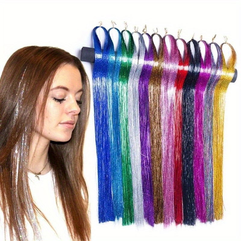 Colorful Shiny Hair Tinsel Strands Sparkling Hair Glitter - Temu