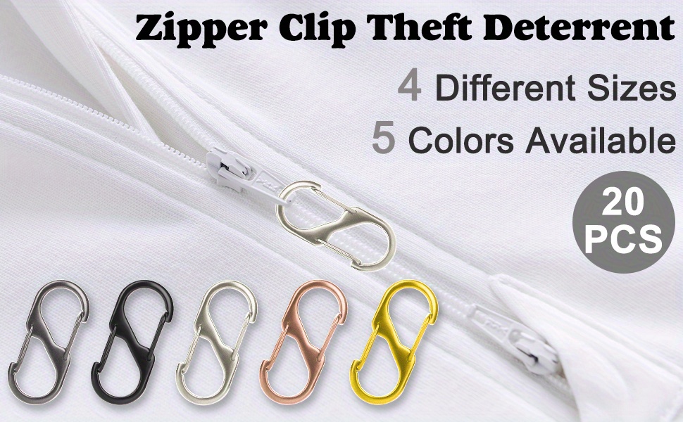8 Pcs Silver Zipper Lock Clip Metal Carabiner Clip Anti Theft Bag Backpacks