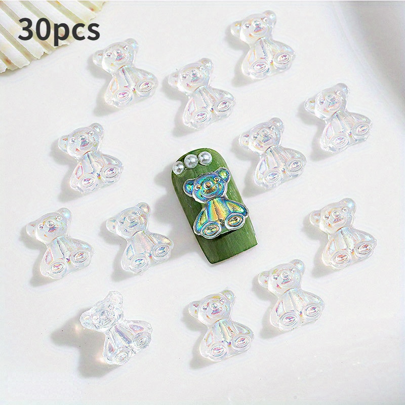 3d Cute Bear Resin Nail Charms,crystal Bear Shaped Nail Art  Accessories,jelly Ornaments Design Manicure - Temu Philippines