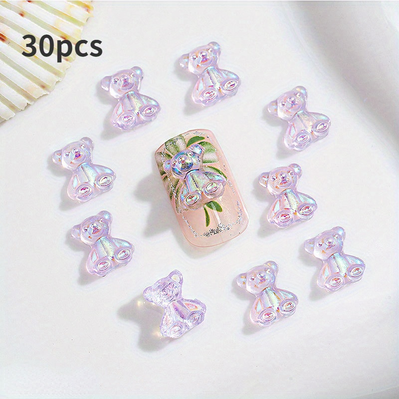 3d Cute Bear Resin Nail Charms,crystal Bear Shaped Nail Art  Accessories,jelly Ornaments Design Manicure - Temu Philippines