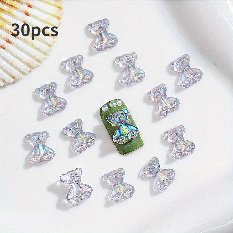 3d Cute Bear Resin Nail Charms,crystal Bear Shaped Nail Art  Accessories,jelly Ornaments Design Manicure - Temu Philippines