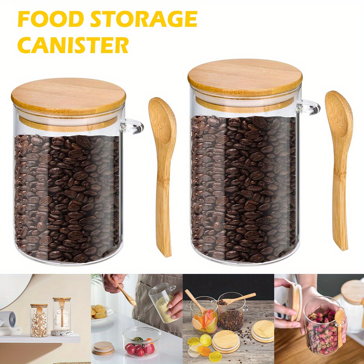 storage jar Mini Clear Glass Jar With Buckle Lid Cute Airtight Containers  Stackable Food Storage Containers Set For Tea,Herbs,Sugar,Salt