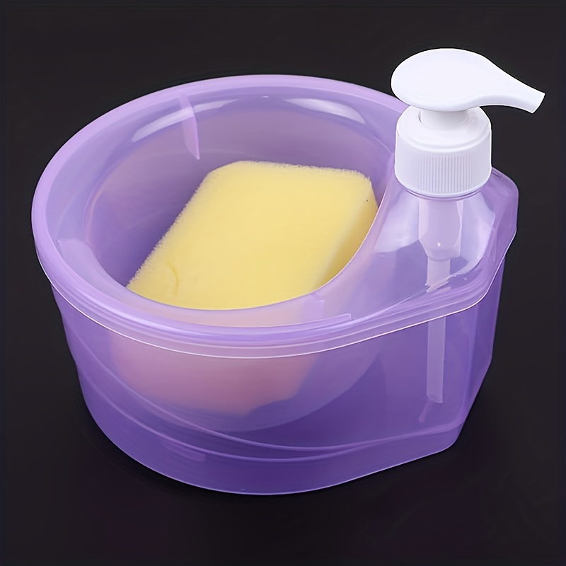 zccz Dispensador de jabón con soporte para esponja, dispensador de jabón  líquido para manos y platos, botella y soporte de esponja 2 en 1 para