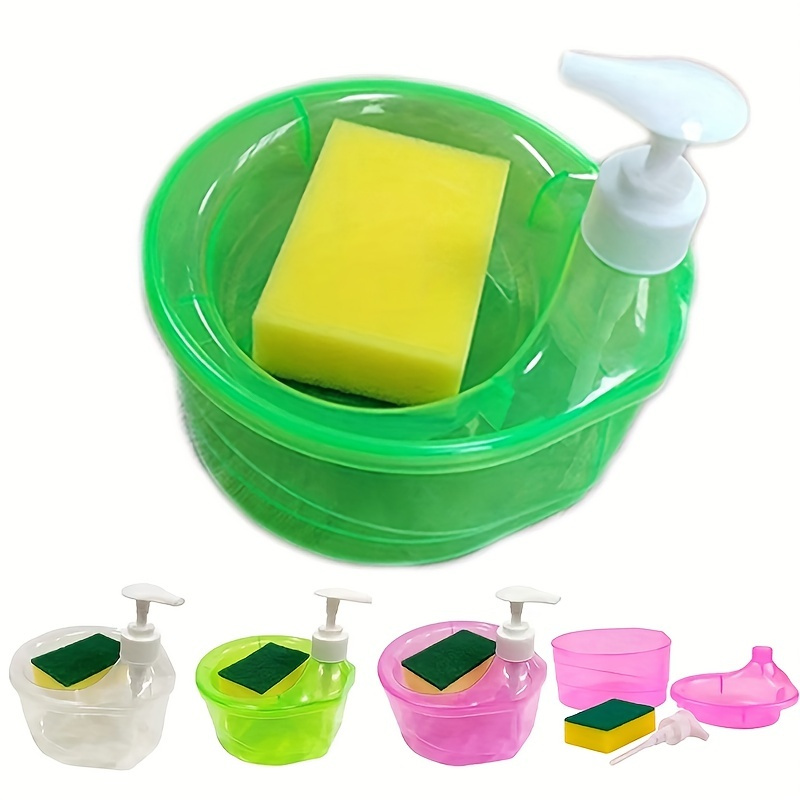 Dish Soap Dispenser And Sponge Holder Soap Pump Sponge Caddy - Temu