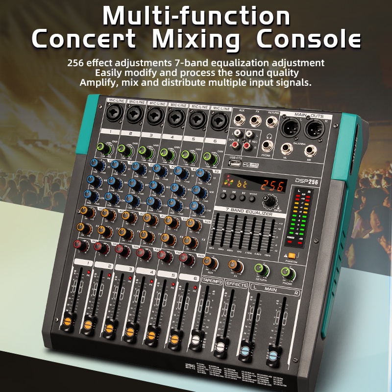 Mezclador de audio de 8 canales, tablero de sonido, mezclador de consola  mezcladora individual Phantom Power Grabación Consola de mezcla para DJ