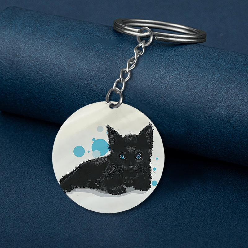 Cute Cat Keychain Acrylic Fun Animal Key Chain Ring - Temu