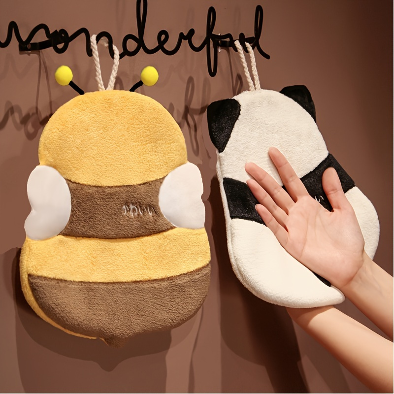 

1pc Super Absorbent Panda/bee Hand Towels - Soft And Cute Bathroom Accessories