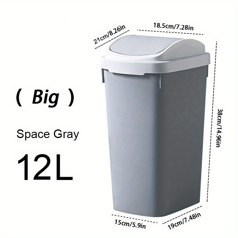 12L Simple Plastic Trash Can Office Bathroom Kitchen Trash Bin