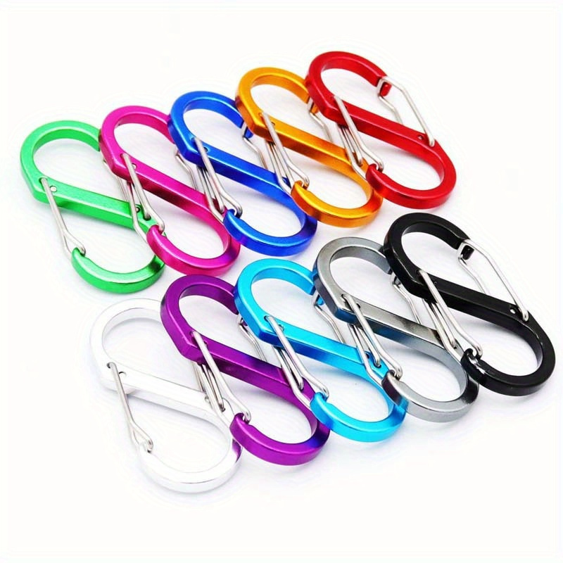 10pcs Set S Shaped Spring Keychain Buckle Portable Small Metal Carabiner  For Outdoor Fishing Camping And Hiking, Shop Now For Limited-time Deals