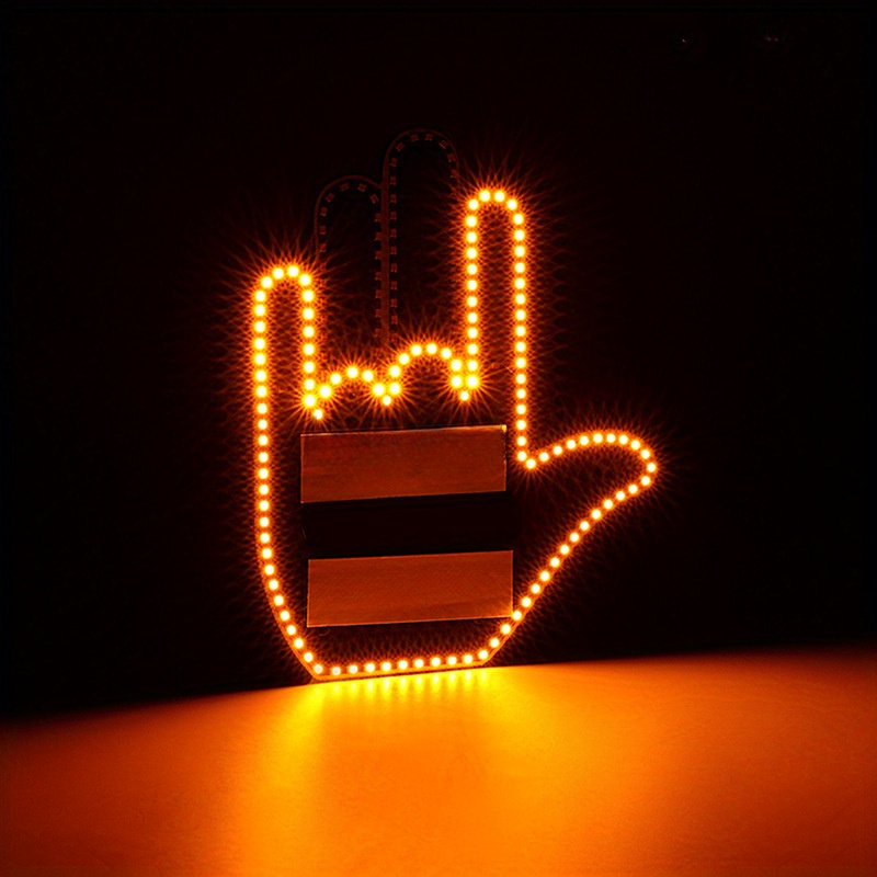 Luz LED de dedo medio de coche con gestos divertidos, señal de