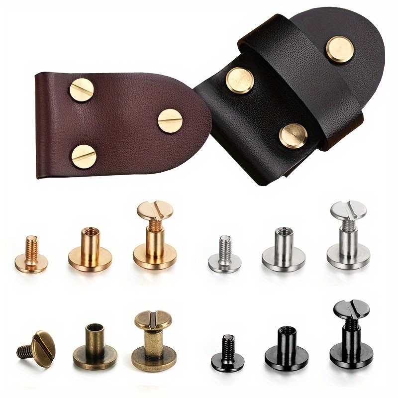 10pcs Solid Brass Round Head Stud Screwback Leather Bag Chicago