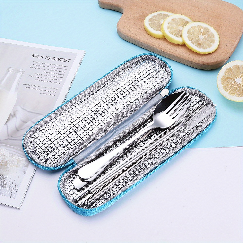 Travel Utensils, Reusable Silverware Set To Go Portable Cutlery Set With A  Waterproof Carrying Case For Lunch Boxes Camping School Picnic - Temu