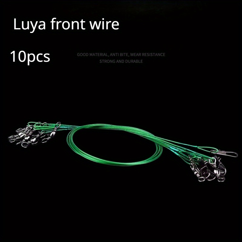 10pcs 50cm 150LB Thick Wire Steel Fishing Leader Trace With Swivel