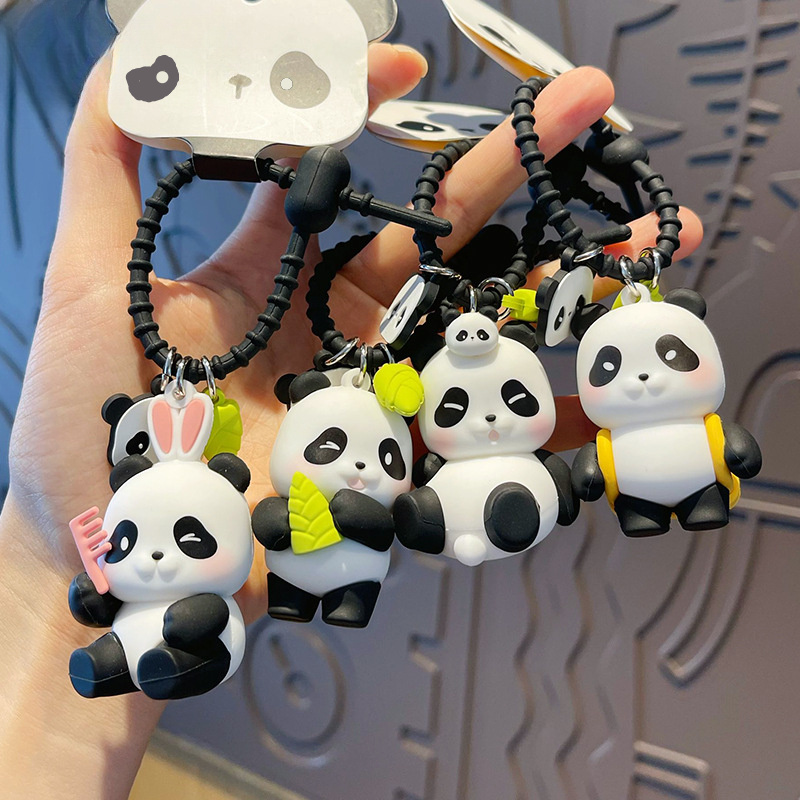 Touchy Style New Cute Panda Keychain Fruit Red Panda Pendant Key Accessories Simple Couple Bag Pendant Party Gift Red