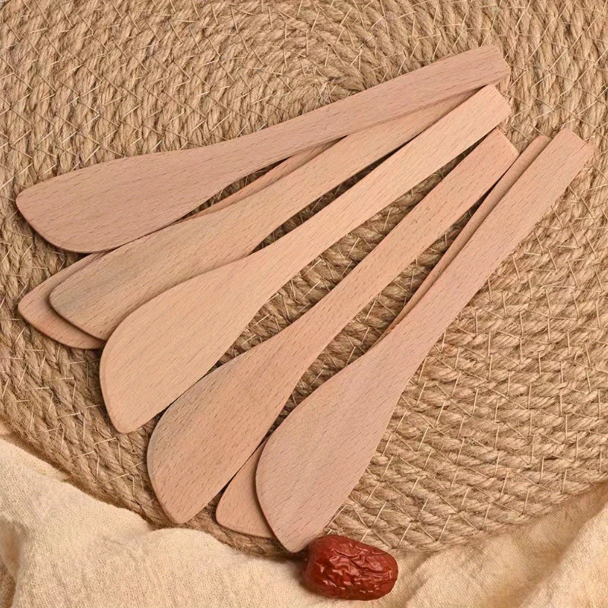 20pcs Natural Small Wood Knife Mixing Spatulas Spoon Wooden Kitchen Tool for Bread, Bakery, Cake, Jam, Cheese, Butter Spreader