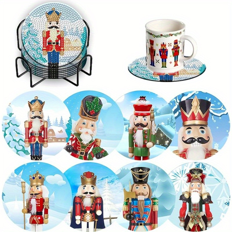 8 Pcs Christmas Jesus Diamond Art Painting Coasters Kits with