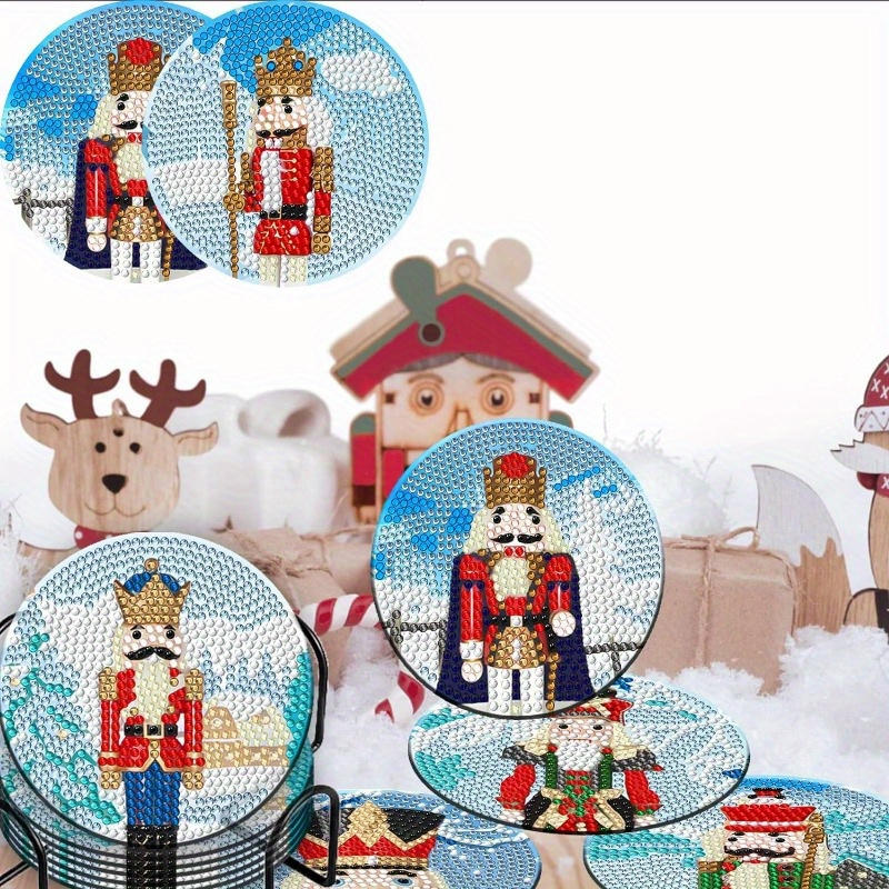 Diy Diamond Art Coasters Kit Santa Claus 4i* - Temu