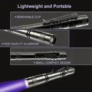 1pc 2pcs uv 395nm flashlights with clip mini pen light black light waterproof ultraviolet aluminum alloy torch for leaf pet urine scorpion hotel inspection dry stay and bed bug battery not included details 3