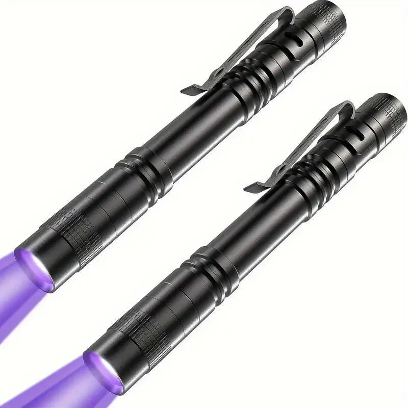 1pc 2pcs uv 395nm flashlights with clip mini pen light black light waterproof ultraviolet aluminum alloy torch for leaf pet urine scorpion hotel inspection dry stay and bed bug battery not included details 7