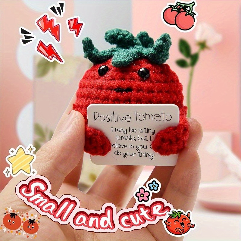 Mini Funny Positive Tomato Knitted Tomato Positive Card - Temu