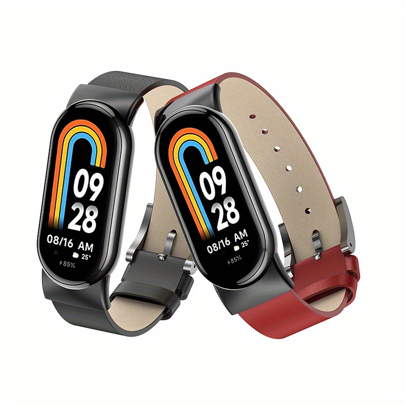 Strap Mi Band 8 Smartband Faux Leather Watch Band Xiaomi Mi - Temu