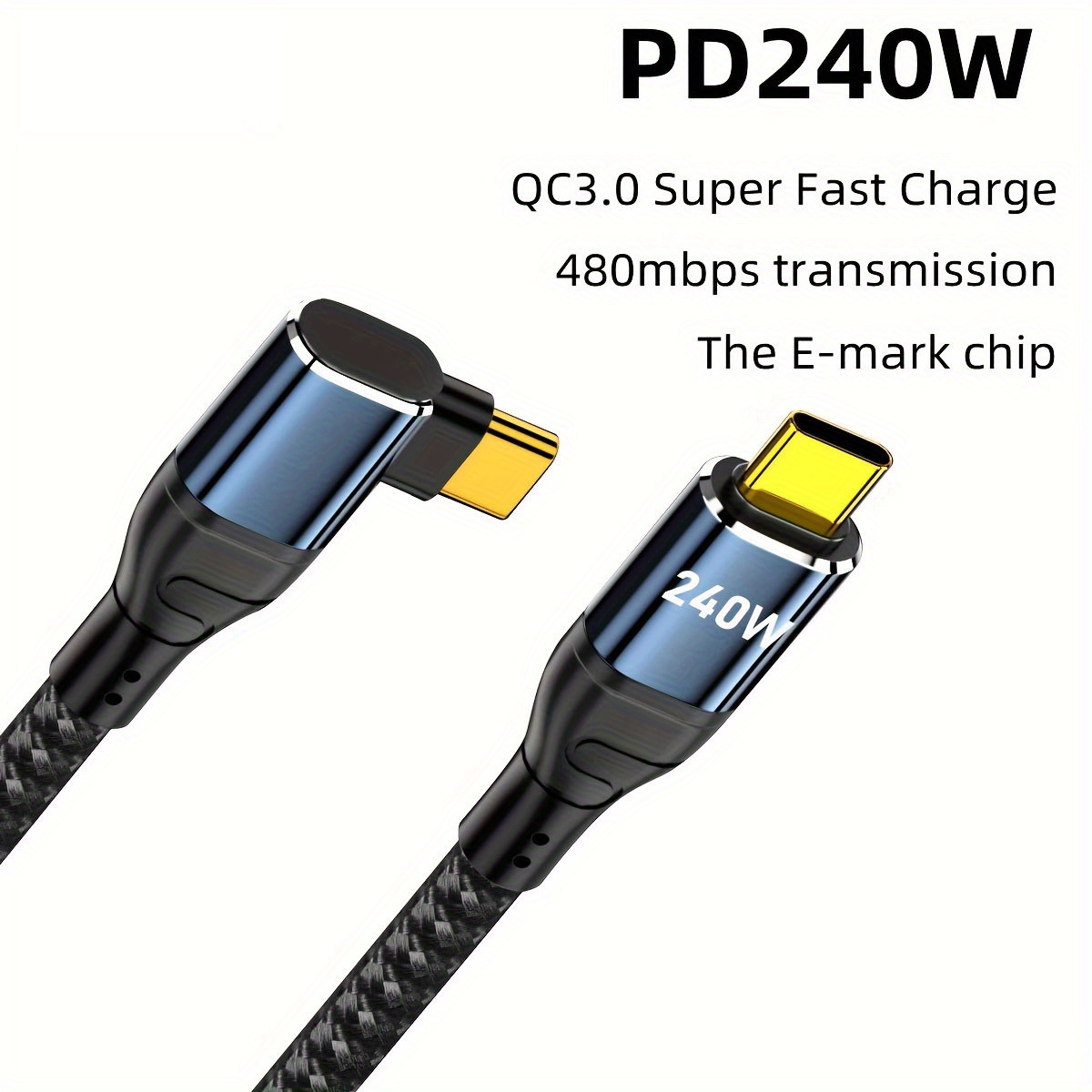 Usb C Usb C Charger E mark Chip Tpe Charging Cable Cable Usb - Temu