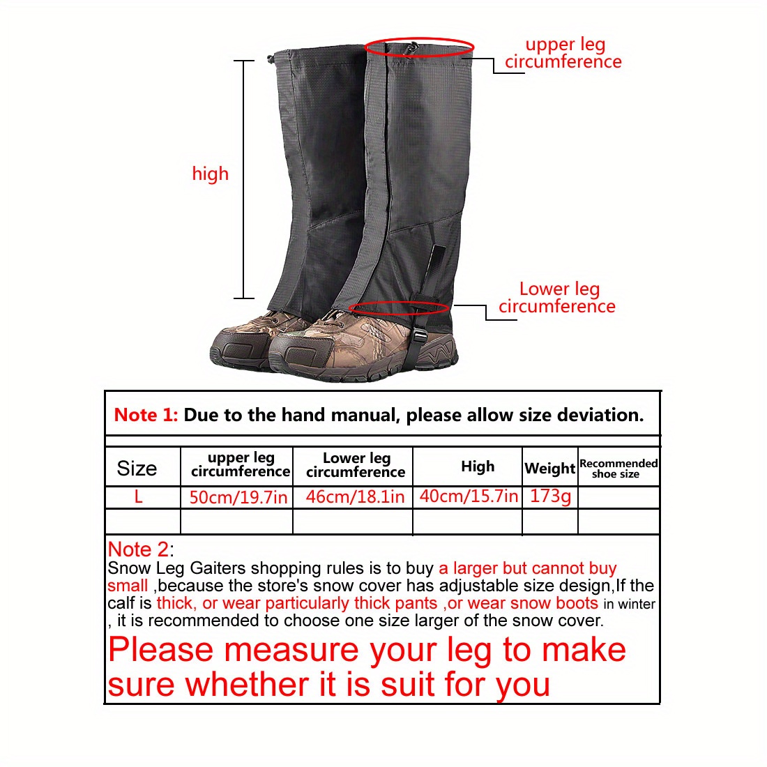 Outdoor Hiking Boot Gaiter Adjustable Leg Gaiters Breathable - Temu