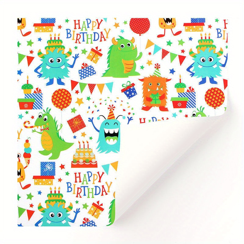 Cartoon Birthday Wrapping Paper Gift Paper Animal Cute Toys - Temu