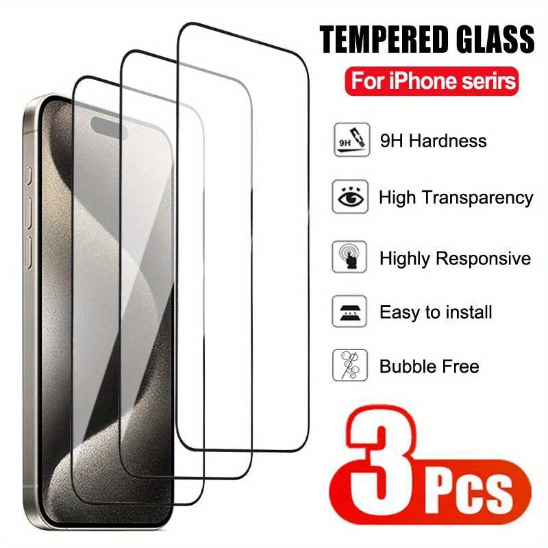 Tempered Glass Screen Protector For iPhone 15 14 13 12 11 Pro Mini