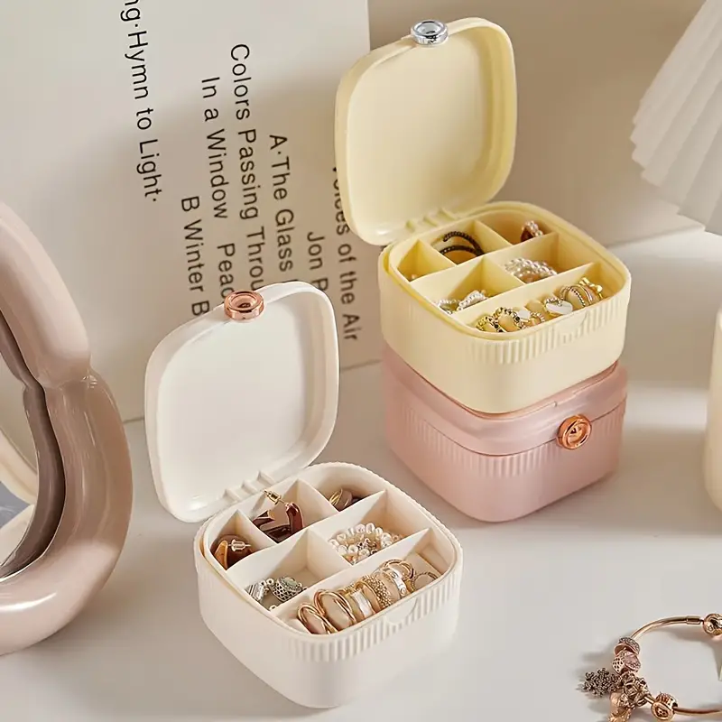 Plastic Jewelry Storage Box With Mirror Portable Organizer - Temu