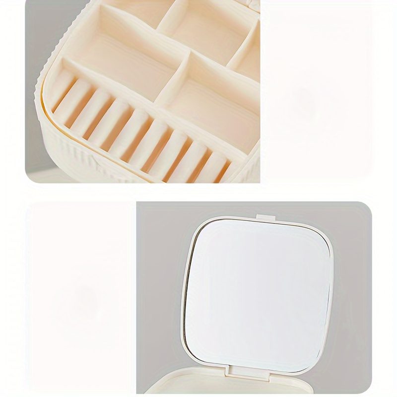 Plastic Jewelry Storage Box Mirror Portable Organizer Case - Temu