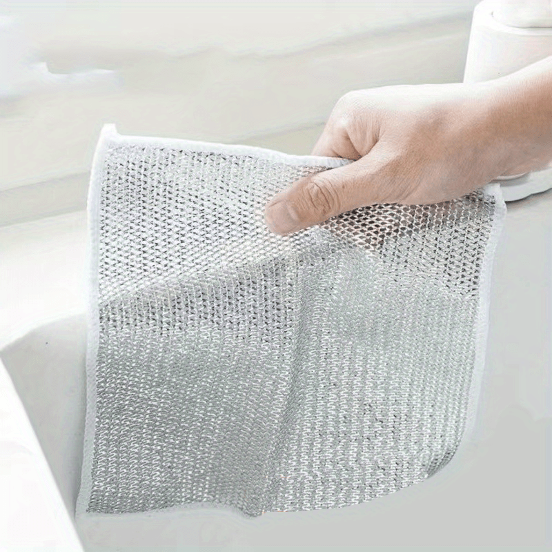 3pcs Steel Wire Dishwashing Cloth Mesh Non-Stick Oil Cleaning Cloth For  Kitchen Stove Dish Washing And Cleaning